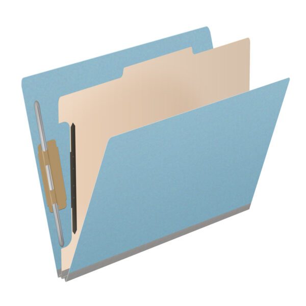 Side Tab Classification Folder, 2" Expansion, Letter Size, 1 Divider, Light Blue (Box of 10) - Image 2