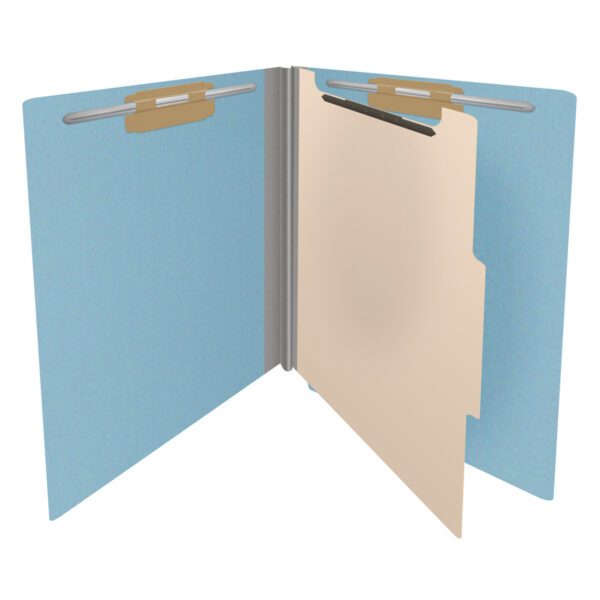 Side Tab Classification Folder, 2" Expansion, Letter Size, 1 Divider, Light Blue (Box of 10) - Image 4