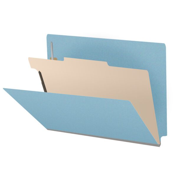 Side Tab Classification Folder, 2" Expansion, Letter Size, 1 Divider, Light Blue (Box of 10)