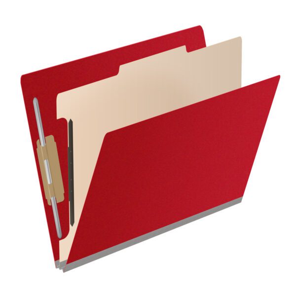 Side Tab Classification Folder, 2" Expansion, Letter Size, 1 Divider, Deep Red (Box of 10) - Image 2