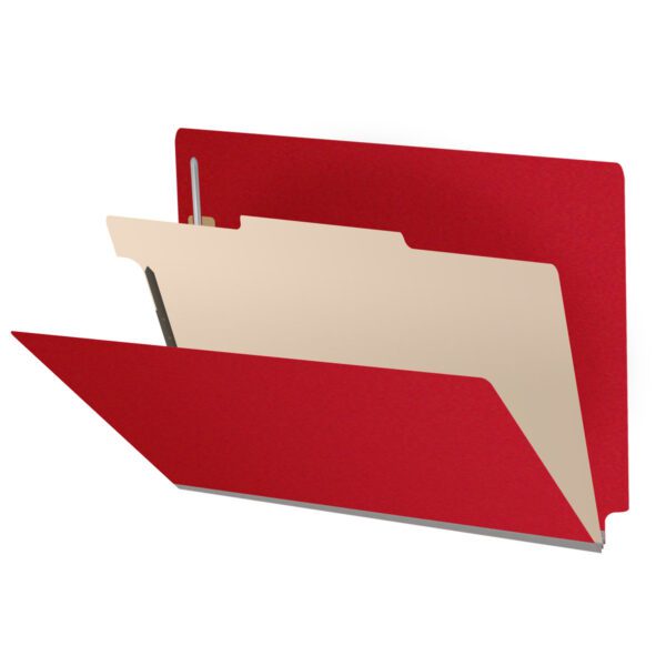 Side Tab Classification Folder, 2" Expansion, Letter Size, 1 Divider, Deep Red (Box of 10)