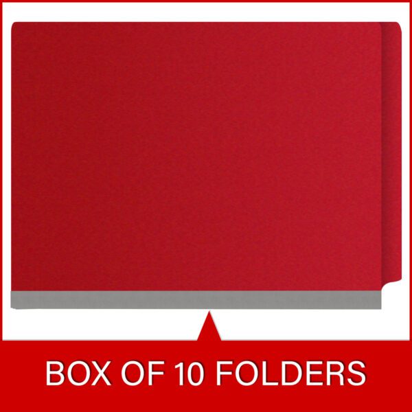 Side Tab Classification Folder, 2" Expansion, Letter Size, 1 Divider, Deep Red (Box of 10) - Image 6