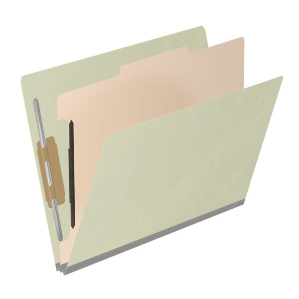 Side Tab Classification Folder, 2" Expansion, Letter Size, 1 Divider, Pale Green (Box of 10) - Image 2