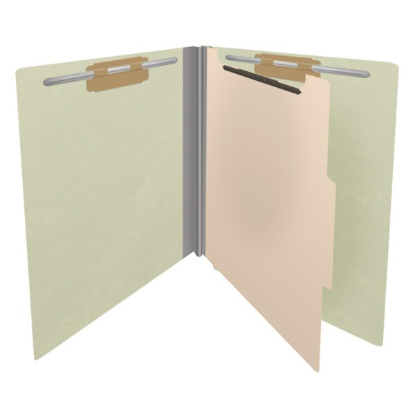 Side Tab Classification Folder, 2" Expansion, Letter Size, 1 Divider, Pale Green (Box of 10) - Image 4