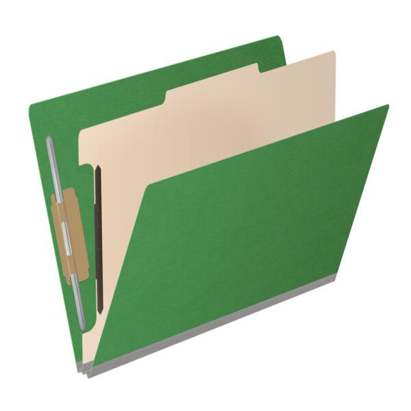 Side Tab Classification Folder, 2" Expansion, Letter Size, 1 Divider, Moss Green (Box of 10) - Image 2