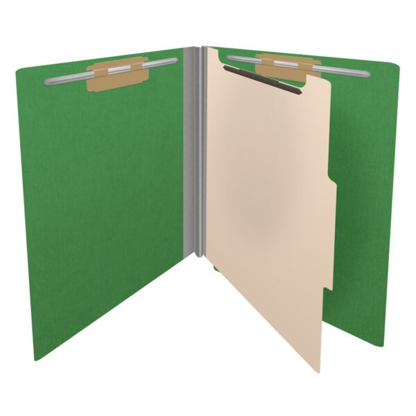 Side Tab Classification Folder, 2" Expansion, Letter Size, 1 Divider, Moss Green (Box of 10) - Image 4