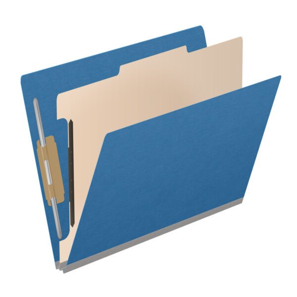 Side Tab Classification Folder, 2" Expansion, Letter Size, 1 Divider, Dark Blue (Box of 10) - Image 2