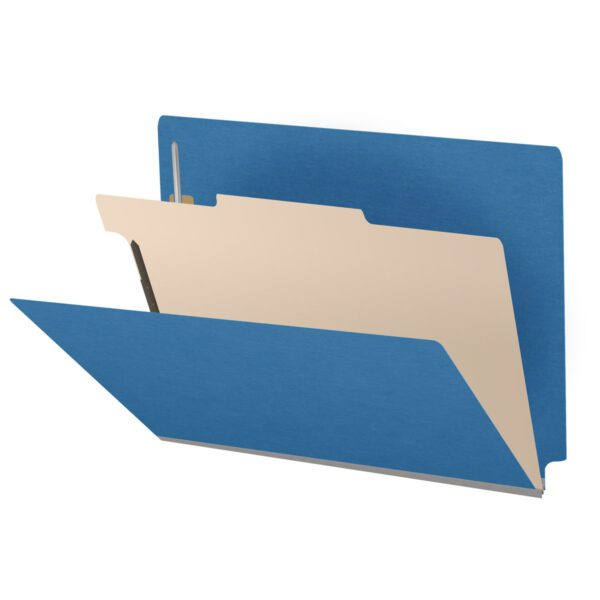 Side Tab Classification Folder, 2" Expansion, Letter Size, 1 Divider, Dark Blue (Box of 10)
