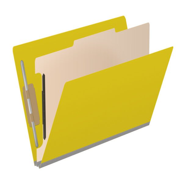 Side Tab Classification Folder, 2" Expansion, Letter Size, 1 Divider, Yellow (Box of 10) - Image 2