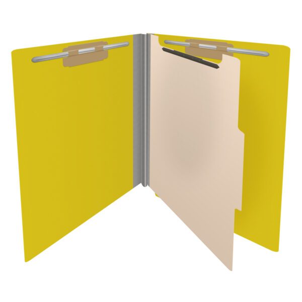 Side Tab Classification Folder, 2" Expansion, Letter Size, 1 Divider, Yellow (Box of 10) - Image 4