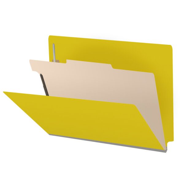 Side Tab Classification Folder, 2" Expansion, Letter Size, 1 Divider, Yellow (Box of 10)