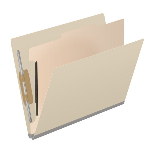 Side Tab Classification Folder, 2" Expansion, Letter Size, 1 Divider, Manila (Box of 10) - Image 2