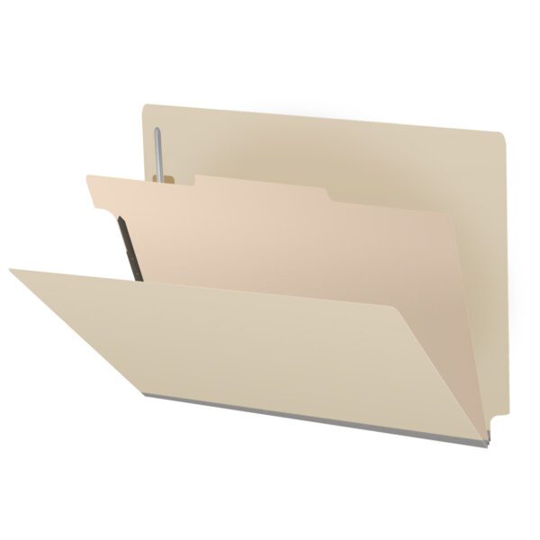Side Tab Classification Folder, 2" Expansion, Letter Size, 1 Divider, Manila (Box of 10)