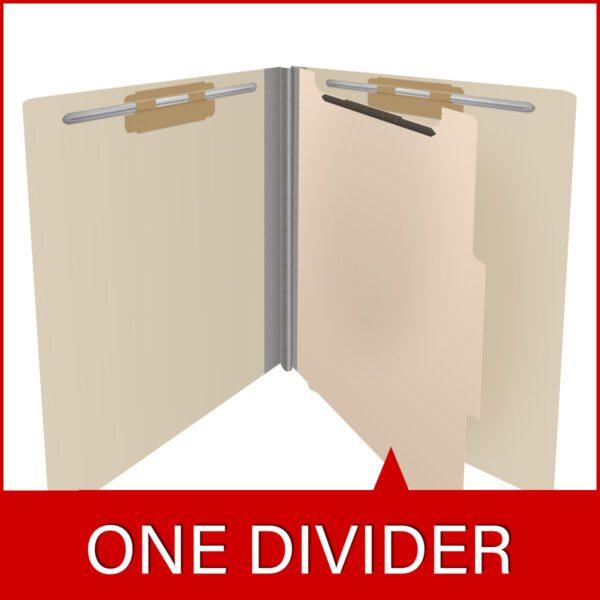 Side Tab Classification Folder, 2" Expansion, Letter Size, 1 Divider, Manila (Box of 10) - Image 8