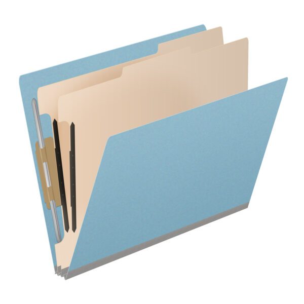 Side Tab Classification Folder, 2" Expansion, Letter Size, 2 Dividers, Light Blue (Box of 10) - Image 2