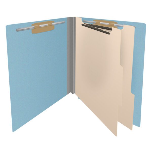 Side Tab Classification Folder, 2" Expansion, Letter Size, 2 Dividers, Light Blue (Box of 10) - Image 4