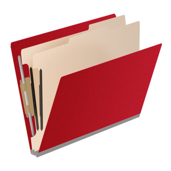 Side Tab Classification Folder, 2" Expansion, Letter Size, 2 Dividers, Deep Red (Box of 10) - Image 2