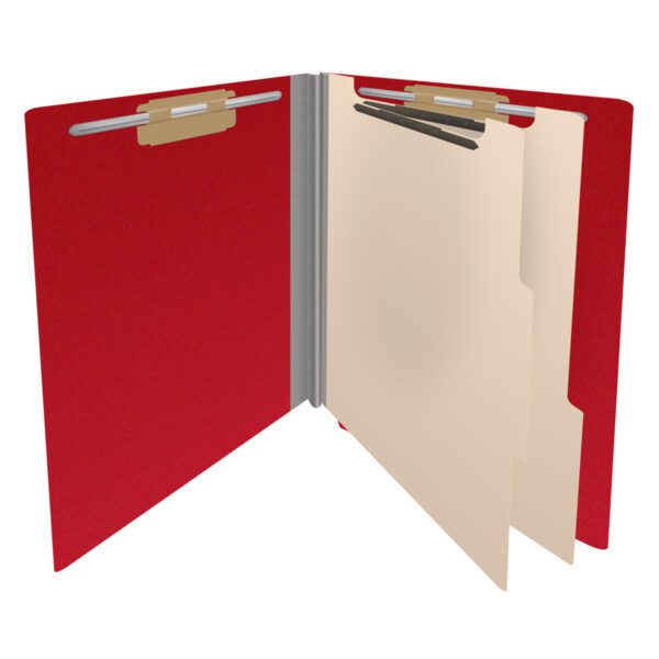 Side Tab Classification Folder, 2" Expansion, Letter Size, 2 Dividers, Deep Red (Box of 10) - Image 4