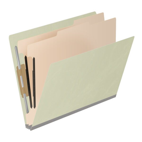 Side Tab Classification Folder, 2" Expansion, Letter Size, 2 Dividers, Pale Green (Box of 10) - Image 2