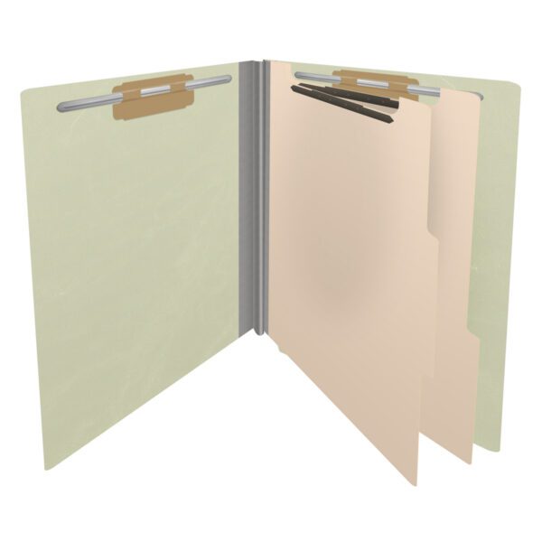 Side Tab Classification Folder, 2" Expansion, Letter Size, 2 Dividers, Pale Green (Box of 10) - Image 4