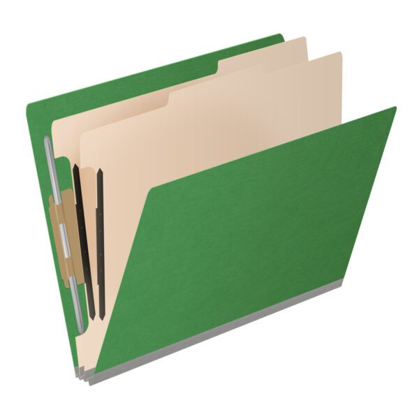 Side Tab Classification Folder, 2" Expansion, Legal Size, 2 Dividers, Moss Green (Box of 10) - Image 2