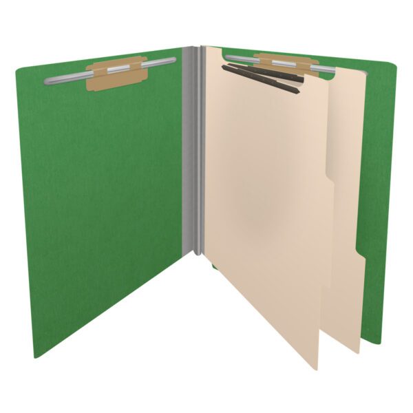Side Tab Classification Folder, 2" Expansion, Legal Size, 2 Dividers, Moss Green (Box of 10) - Image 4