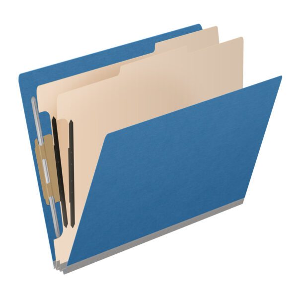 Side Tab Classification Folder, 2" Expansion, Letter Size, 2 Dividers, Dark Blue (Box of 10) - Image 2