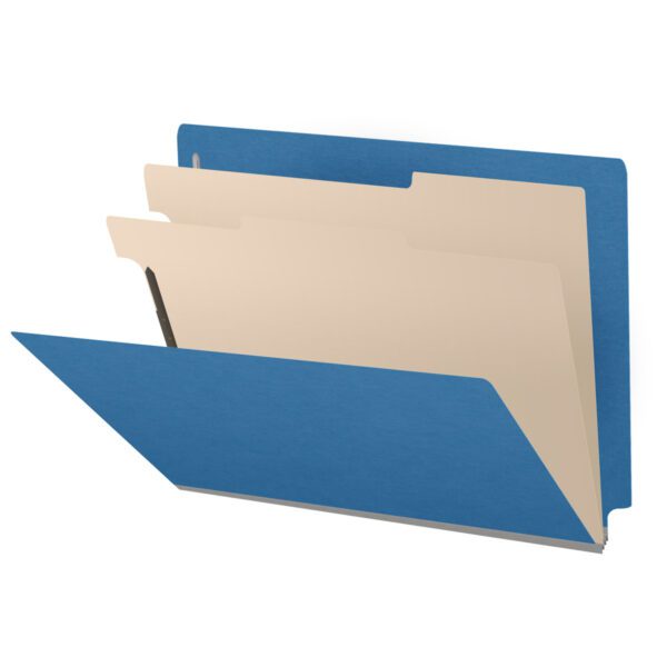 Side Tab Classification Folder, 2" Expansion, Letter Size, 2 Dividers, Dark Blue (Box of 10)