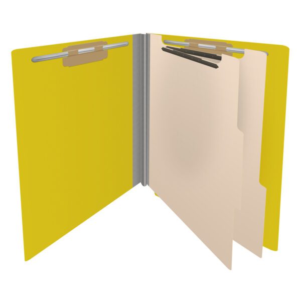 Side Tab Classification Folder, 2" Expansion, Letter Size, 2 Dividers, Yellow (Box of 10) - Image 4