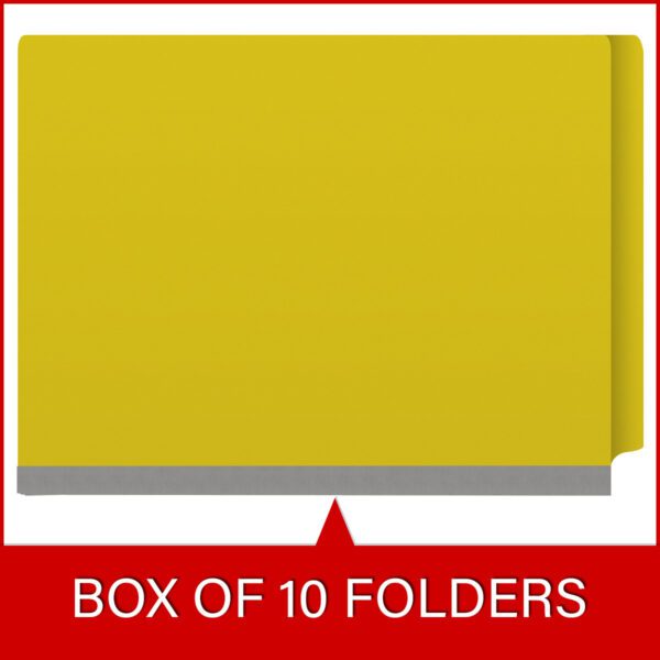 Side Tab Classification Folder, 2" Expansion, Letter Size, 2 Dividers, Yellow (Box of 10) - Image 6