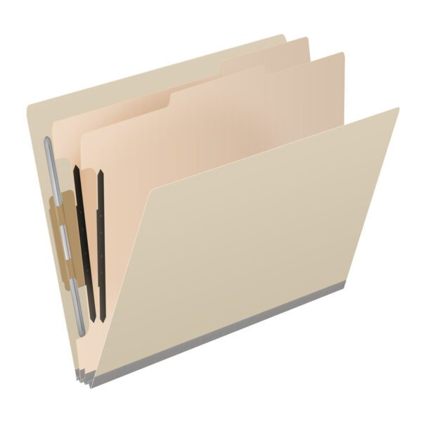 Side Tab Classification Folder, 2" Expansion, Letter Size, 2 Dividers, Manila (Box of 10) - Image 2
