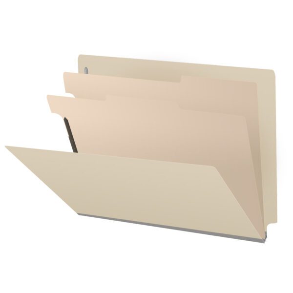 Side Tab Classification Folder, 2" Expansion, Letter Size, 2 Dividers, Manila (Box of 10)