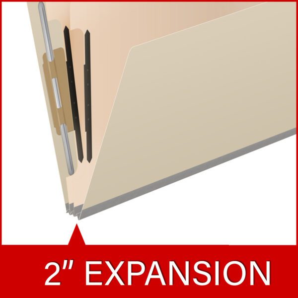 Side Tab Classification Folder, 2" Expansion, Letter Size, 2 Dividers, Manila (Box of 10) - Image 7