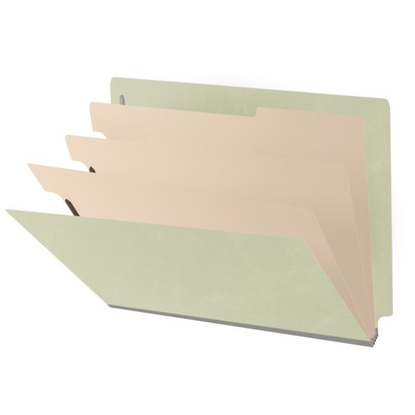 Side Tab Classification Folder, 2" Expansion, Letter Size, 3 Dividers, Pale Green (Box of 10)