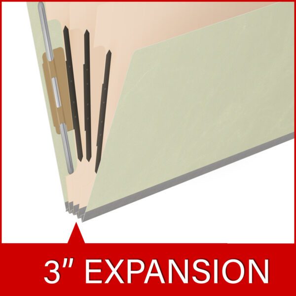Side Tab Classification Folder, 2" Expansion, Letter Size, 3 Dividers, Pale Green (Box of 10) - Image 7