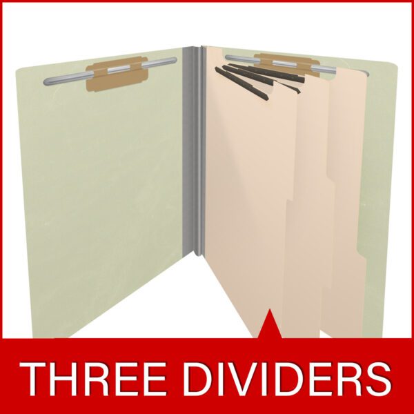 Side Tab Classification Folder, 2" Expansion, Letter Size, 3 Dividers, Pale Green (Box of 10) - Image 8