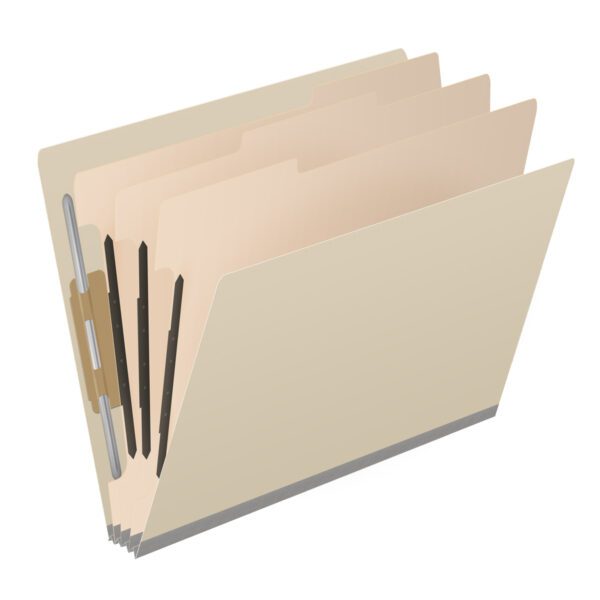 Side Tab Classification Folder, 2" Expansion, Letter Size, 3 Dividers, Manila (Box of 10) - Image 2