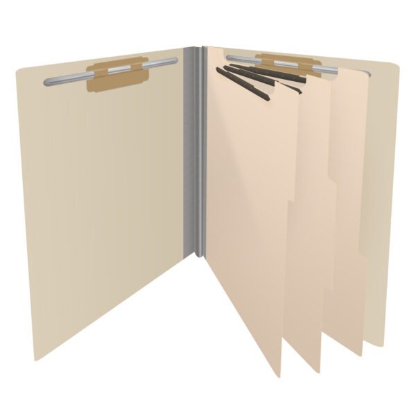Side Tab Classification Folder, 2" Expansion, Letter Size, 3 Dividers, Manila (Box of 10) - Image 4