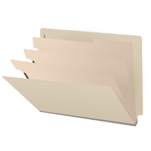 Side Tab Classification Folder, 2" Expansion, Letter Size, 3 Dividers, Manila (Box of 10)