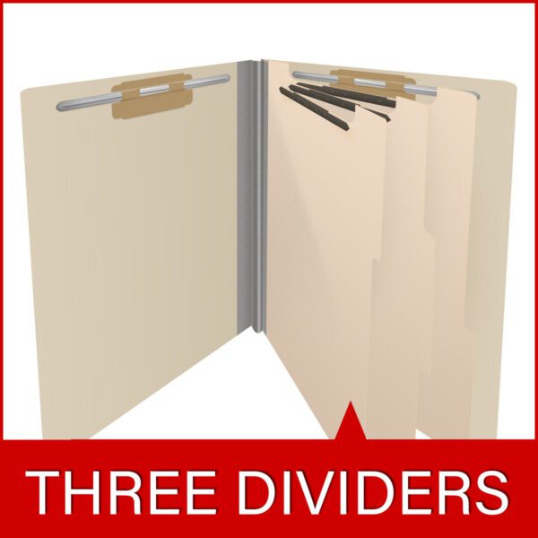 Side Tab Classification Folder, 2" Expansion, Letter Size, 3 Dividers, Manila (Box of 10) - Image 8