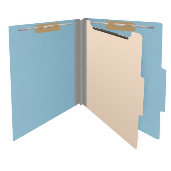 Top Tab Classification Folder, 2" Expansion, Letter Size, 1 Divider, Light Blue (Box of 10) - Image 4
