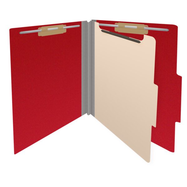 Top Tab Classification Folder, 2" Expansion, Letter Size, 1 Divider, Deep Red (Box of 10) - Image 4