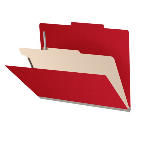 Top Tab Classification Folder, 2" Expansion, Letter Size, 1 Divider, Deep Red (Box of 10)