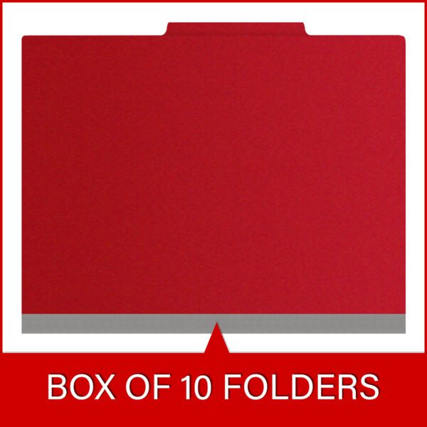 Top Tab Classification Folder, 2" Expansion, Letter Size, 1 Divider, Deep Red (Box of 10) - Image 6