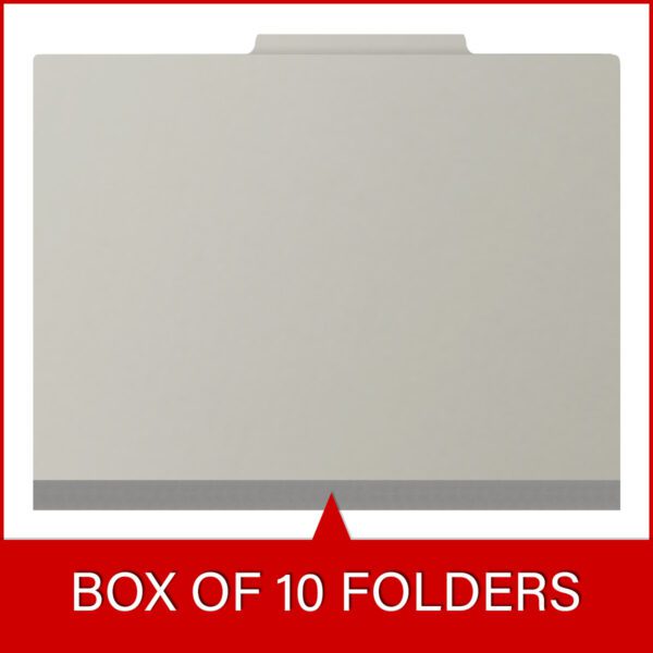 Top Tab Classification Folder, 2" Expansion, Letter Size, 1 Divider, Light Gray (Box of 10) - Image 6
