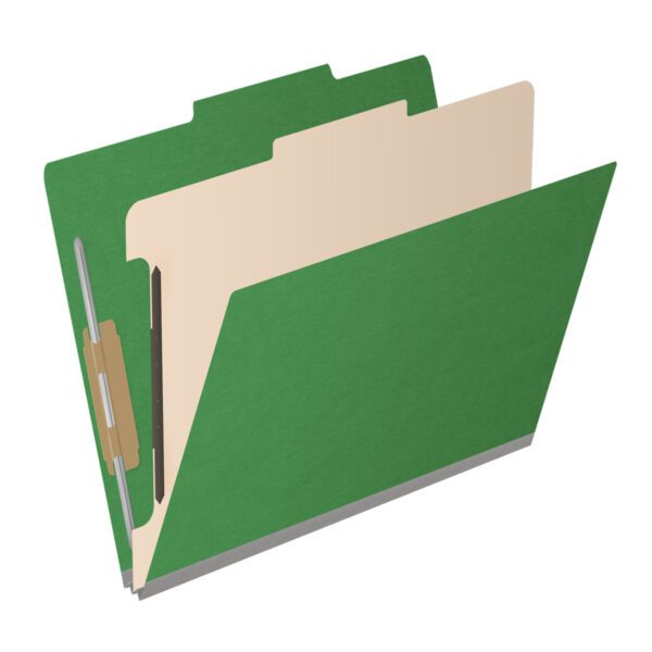 Top Tab Classification Folder, 2" Expansion, Letter Size, 1 Divider, Moss Green (Box of 10) - Image 2