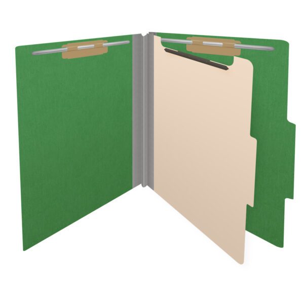 Top Tab Classification Folder, 2" Expansion, Letter Size, 1 Divider, Moss Green (Box of 10) - Image 4