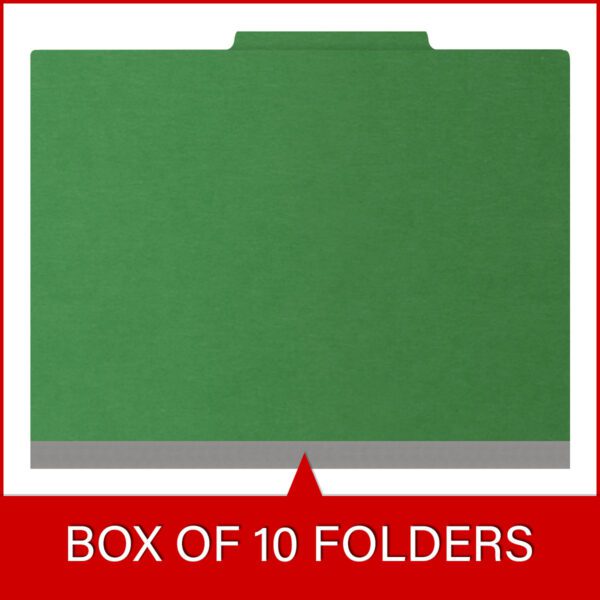 Top Tab Classification Folder, 2" Expansion, Letter Size, 1 Divider, Moss Green (Box of 10) - Image 6