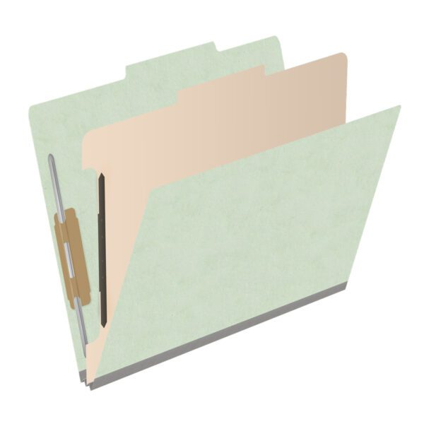 Top Tab Classification Folder, 2" Expansion, Letter Size, 1 Divider, Pale Green (Box of 10) - Image 2