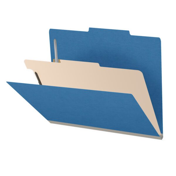 Top Tab Classification Folder, 2" Expansion, Letter Size, 1 Divider, Dark Blue (Box of 10)